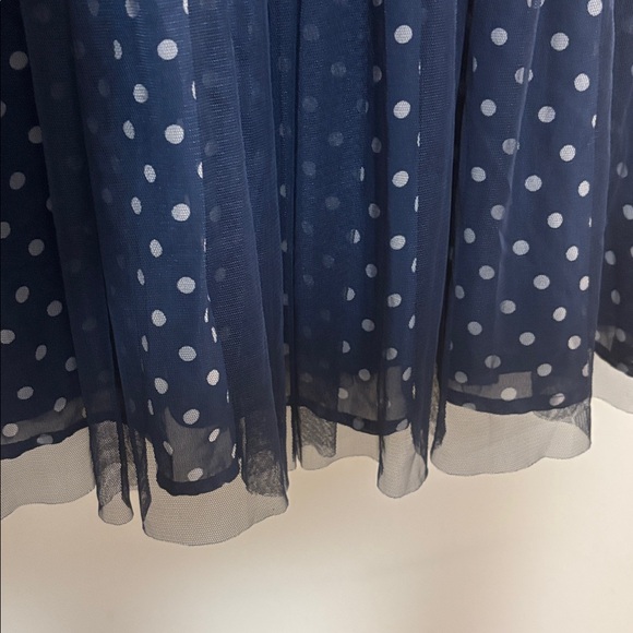 Guess Kids denim and tulle girls dress sz 14 Easter Spring Summer Polka Dot Navy - Picture 5 of 7